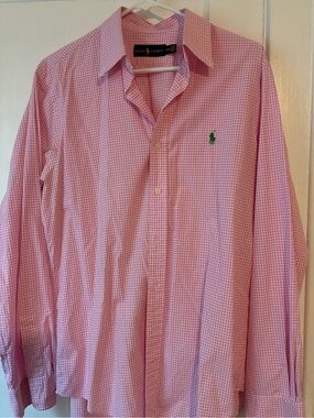 Ralph Lauren Pink Gingham Button-Down Shirt Size M